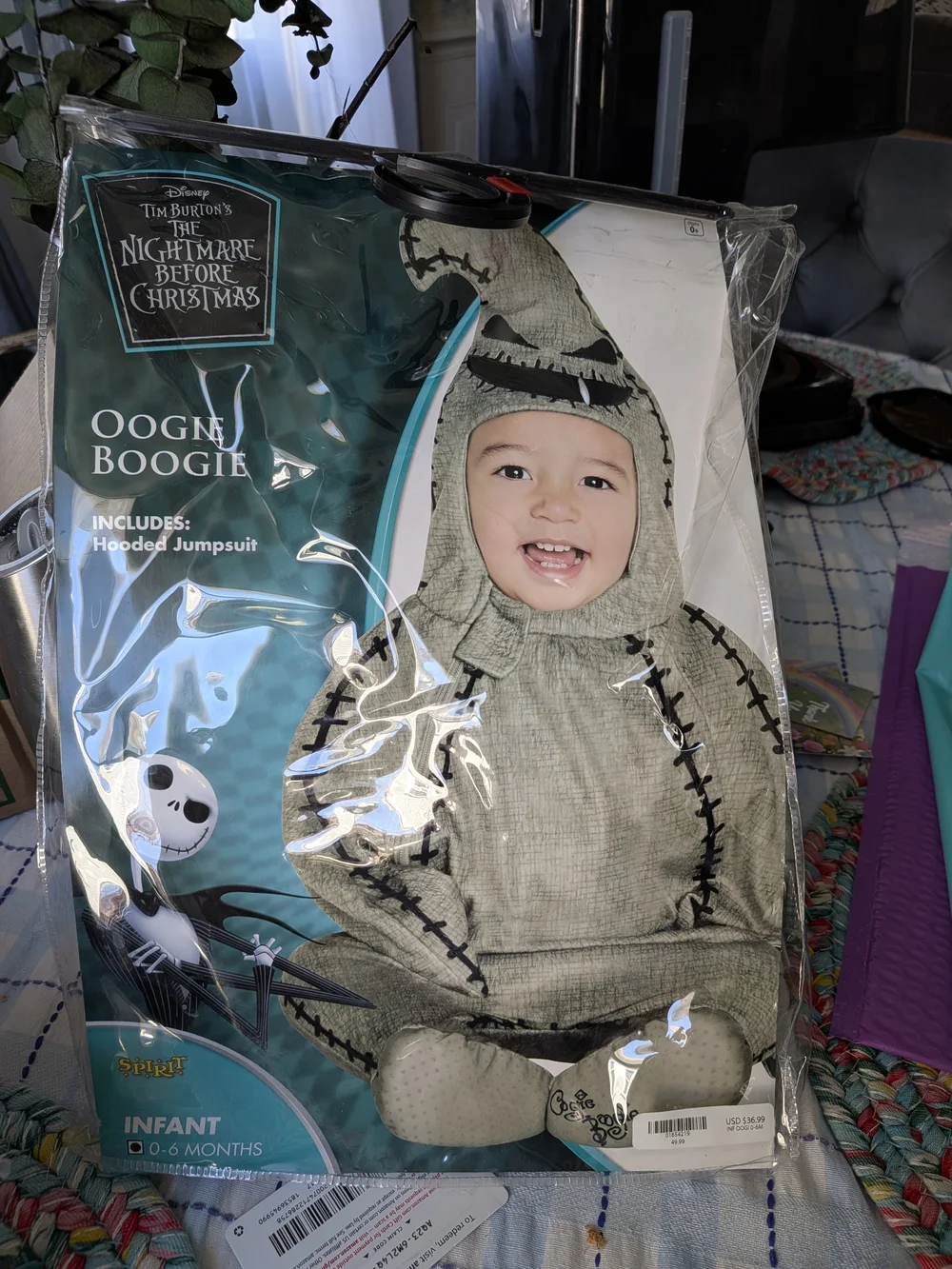 Disney Tim Burton Infant Oogie Boogie Hooded Jumpsuit Costume - Green
